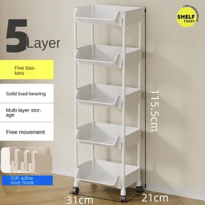 Trolley Bookshelf Kitchen Storage Rack Kitchen Corner Narrow Slit Storage Cabinet Home Organizer