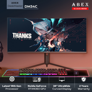 ABEX DM34C / All In One Desktop PC / 34" UltraWide Curved Display / i5-14400 / RTX 4060 / 64GB RAM / 1TB / SG Local Brand