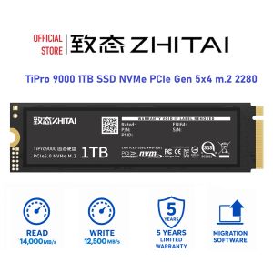 ZHITAI TiPro9000 1TB SSD NVMe PCIe Gen5.0x4 m.2 2280 Read 14000MB/s with DRAM and Detachable Heatsink