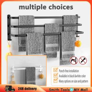 athroom Towel Rack Wall Towel Hanger Wall No Drill Towel Bar Towel Holder Rak Tuala Besi Rak Towel Hook Toilet Rack