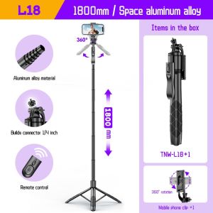 L16/L18 Wireless Selfie Stick Tripod Bluetooth Remote Monopod Stand 3 in 1 Stand Phone Tripod for Gopro CameraStand