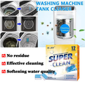 Best Seller WASHING MACHINE CLEANER TABLETS | Deep cleaning tablets | BOX NOT INCLUDED | Clean Inside Drum And Laundry Tub Seal | Instant Cleaning Power | Eco-Friendly Tabs | Works With All Washers | Odor Eliminator| | Safe for Septic System |【12pcs】