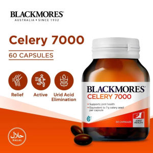 Blackmores High Strength Celery 7000mg 40 Capsules - Giảm đau khớp và thấp khớp    Giúp giảm đau ở đầu gối hông và các khớp khác.    Giúp giảm axit uric    Thúc đẩy bài tiết axit uric qua nước tiểu ngăn ngừa sự tích tụ axit uric.