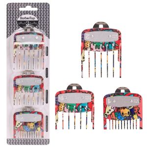 FLYING 2/3/4Pcs Stainless Steel Hair Clippers Limit Comb Styling Tools Comb Attachments Barber Grade Clipper Comb Professional Graffiti Haircutting Tools Hair Styling