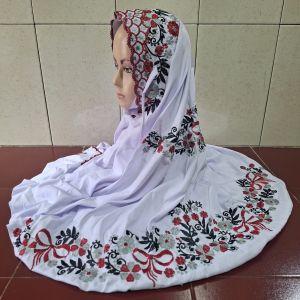 Mukena Terusan Lajuran Langsungan Dewasa Bordir Santri Jumbo Bahan Adem Motif Pitaloka