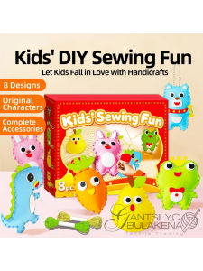 8-in-1 DIY Felt Sewing Keychain Craft Kit for Kids Cute Animal Cartoon Handmade Plush Toy Gift