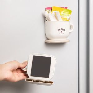 GJURD Punch-free Coffee ic Storage Box Wall Mounted Plastic Refrigerator Storage Box Multi-functional with Clips Pen Holder Office
