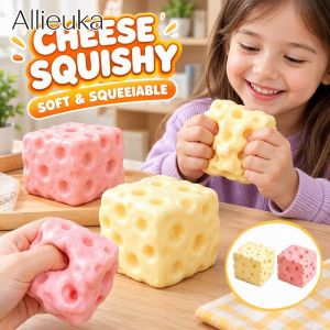Cute Cheese Squishy Toy Slow Rise Stress Relief Squeeze Ball Soft Tpr Silicone Fidget For Kids Adults