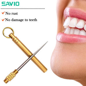SAVIO Titanium Toothpick Outdoor Portable Multi-Purpose Toothpick Bottle Fruit Fork Camping Tool Toothpick Tube Is More Durable Than Floss