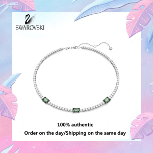 💖 Swarovski 💖 Womens Fashion S925 Sterling Silver Necklace 5666168 Matrix Tennis Emerald Crystal diamond necklace Valentine gift Birthday gift