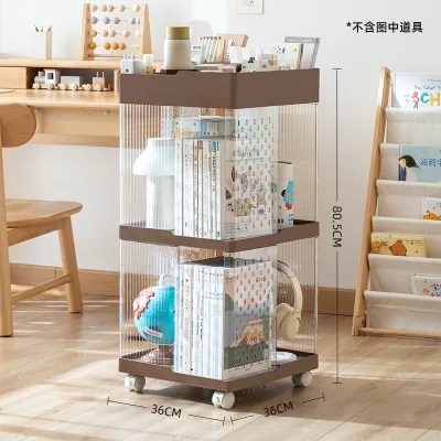 UrbanSpace SG- Bookshelf book stand floor-standing storage rack360Rotatable and movable storage with wheels multi-layer corner storage rack