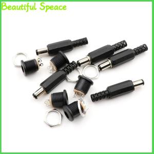 Beautiful 10ชิ้น5.5มม. x 2.1มม. ขั้วต่อปลั๊กไฟ DC ตัวผู้ตัวเมียล็อคสกรูแผงซ็อกเก็ตหญิง