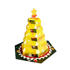 PARKOUR Xmas Tree 3D Greeting Card Cake Shape Stretch Design Christmas Invitation Card Desk Ornaments Creative Foldable Greeting Card Birthday