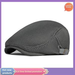 Graceful 1Pc Mens Casual Hat Berets Caps For Spring Summer Autumn Flat Cap Breathable Mesh Cap Flat Peaked Beret Hats Golf Hat