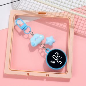 COOLSOOL Hoạt hình Đồng hồ móc khóa Di động Nhựa Móc khóa đồng hồ Dễ thương Màn hình LED Đồng hồ bỏ túi mini dành cho sinh viên