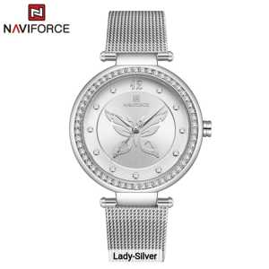 Jam tangan Wanita Naviforce 5018L tali rantai pasir mata analog original