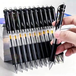 50pcs/100pcs Gel Pen 0.5mm Black Pen Retractable Press Ballpoint Pen Black Sign Pen School Supplies