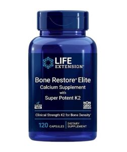 Life Extension Bone Restore Elite Calcium Supplement Super Potent K2 Clinical Strength for Bone Density 120 Capsules