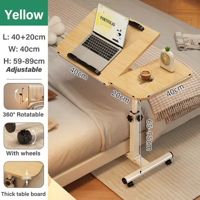 WAROOM Lifting Table Portable Movable Bedside Laptop Table Sofa Side Table With Wheels Multipurpose Adjustable High Computer Table Home Meja 升降桌子