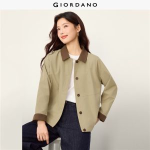 Giordano Beau Monde Women Contrast trim relaxed trench coat Free Shipping 13376776