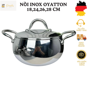 Nồi Vạc nắp kim loại OYATTON size 1820242628 Nồi canh inox cao cấp bếp từ Nồi luộc gà