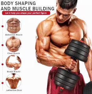 ( READY STOCK) 10KG|20KG|30KG Dumbbell Set & Adjustable Barbell Converter Weight Lifting handsel 40cm Connector Fitness