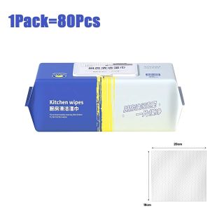 80Pcs Kitchen Wipes / Multipurpose Dish Cleaning Wipes / Degreasing Anti-Oil Table Removal Wiping R