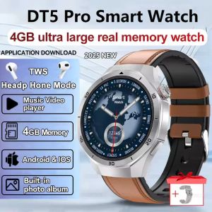 2025 นาฬิกาอัจฉริยะ GT5pro ใหม่สำหรับผู้ชายและผู้หญิง 4GB RAM เพลงท้องถิ่น การบันทึก อัลบั้มรูปภาพ GPS Tracker หน้าจอ AMOLED HD ผ่านบลูทูธ วัดอัตราการเต้นของหัวใจ
