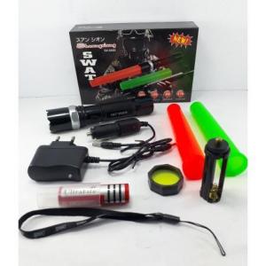 Senter Swat Police 2 Lalin LED Double 2 Cone Flashlight Lengkap