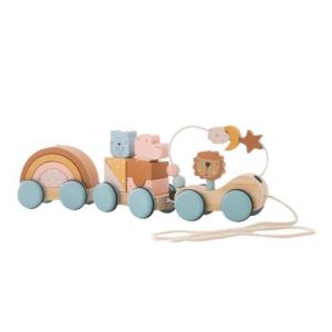BL Baby Montessori Toys Wooden Train Baby Educational Toys Wooden Rainbow Blocks Trolley Baby Learning Toys Children Birthday Gifts