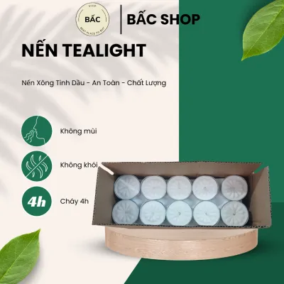 Nến tealight hộp 100 viên cháy 4h KHÔNG MÙI KHÔNG KHÓI dùng trong khách sạn nhà hàng spa đốt để xông tinh dầu thờ cúng