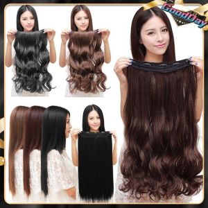 68cm Long Brown Black Straight Synthetic Hair Wigs with Bangs Clip on Wig Natural Hair Wig for Women