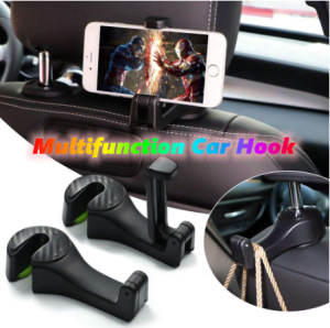 2in1 Multifunction Headrest Car Hook Phone Holder Back Seat Hanger Phone Mount Bag Handbag Hanger 2合1汽车座椅挂钩