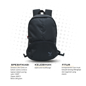 Tas Ransel Pria Anti Air Wanita Tas Laptop Punggung Backpack Hitam Daily Tas Sekolah Kuliah Kerja