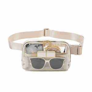 <1202> lulu Same Style Belt Bag Chest Bag Transparent Double Pull Head Messenger Bag Shoulder Bag Cross-Border Womens Bag in Stock Production LOGO