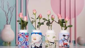 3D Puzzle Vase 162 Curved Pieces DIY Flower Vase Craft Kit & 3D Puzzles for Adults Creative Jigsaw Art Project Home Décor Centerpiece (D-White Blossom Elegance)
