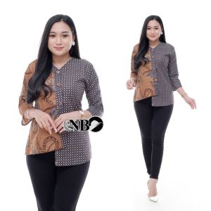 [BISA COD] Blouse Atasan Batik Kombinasi Wanita Kekinian Terlaris Bahan Katun