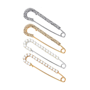 4pcs Decorative Brooch Pin Alloys Pearls Brooch Clip Women Fashion Dress Clip for Sweater Shawl and Hat Decoration