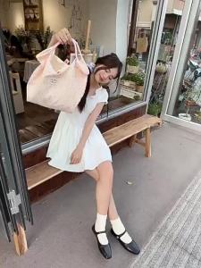 【Ship in 24H】Korean casual womens bag large capacity hand-held tote bag/shopping bag/commuting bag/embossed cartoon shoulder bag-女士手提包