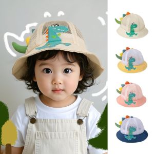 GOOTRADES Adjustable Chin Strap Kids Bucket Hat Wide Brim Breathable Mesh Dinosaur Sun Hat Toddler Anti-UV Children Fisherman Cap Summer