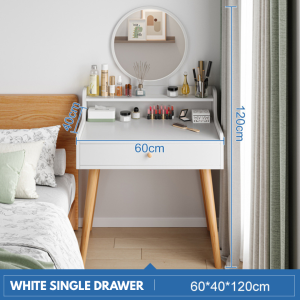 Nordic Vanity Table with Mirror & LED Lights – Aesthetic Dresser Table HomeLift Ph