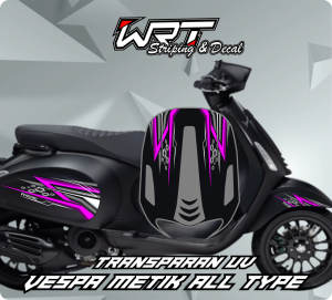Stripipng Stiker Transparan Vespa Matik/Sprit/LX/Universal Motif Grafis Simpel