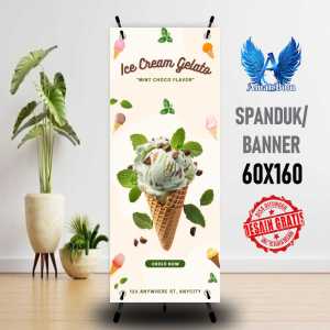 Spanduk Banner ICE CREAM GELATO Ukuran 60x160 Costom Desain