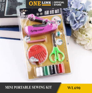 ONELINE WL690 Mini Portable Sewing Machine Tools Sewing Cloth Fabric DIY Machine (Random Color)