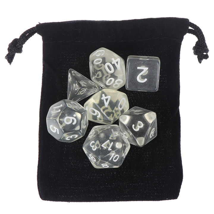 [YOWEI] Colour 7 piece polyhedral set cloud drop translucent teal rpg ...