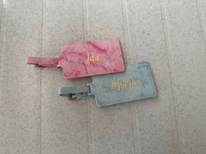 Customised Gift Marble Luggage Tag with hook and lost and found card office colleagues boss farewell last day wedding favor bridesmaid getaway vacation teacher graduation tutor gym coach personalised appreciation customized gift