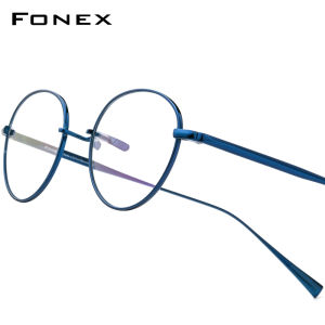 FONEX Titanium Glasses Frame Men Brand Design Vintage Retro Small Round Eyeglasses Women Full-Rim Japanese High-Quality Ultralight Custom Optical Eyewear F85732