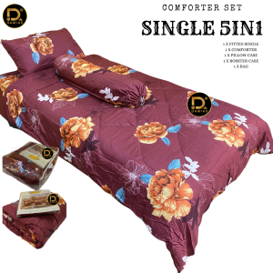 Cadar Single Bujang 8 STAR Set 5 in 1 With Comforter Limited Edition Exclusive Premium Set Bedroom Decoration