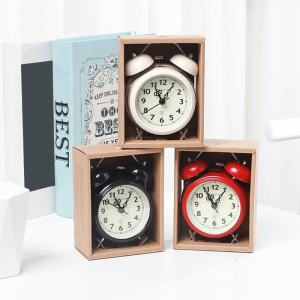 Retro Loud Alarm Clock Metal Decorative for Time Clock Ornament Crafts for Home Kids Room School Office Decor