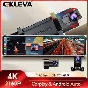 EKLEVA 11.26 Inch 4K Carplay Dash Cam Car Avto Dvr Mirror Recorder 3 In 1 Video Recorder Black Box Car Play 3 Camera Car Dvr Car Camera